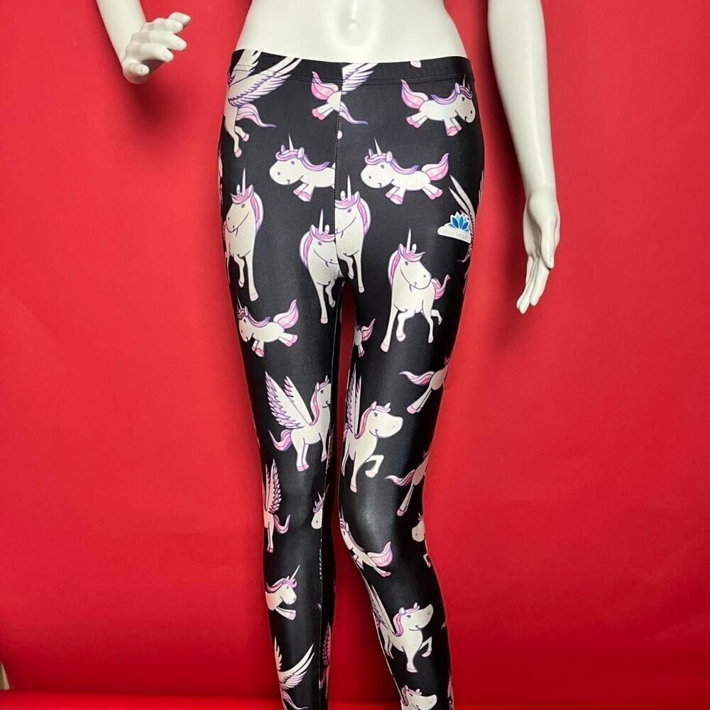 Lotus leggings / Black and pink unicorn leggings 🖤🤍
